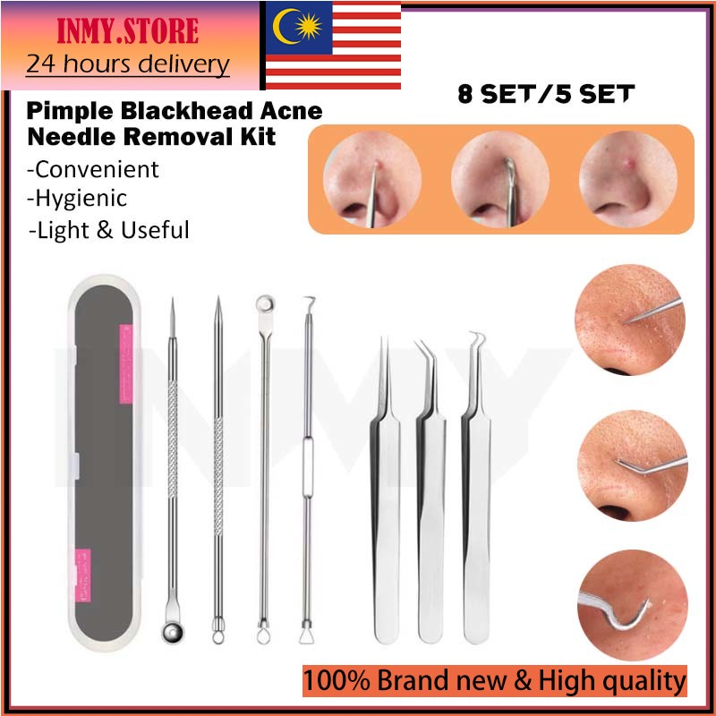 Pimple Kit Set Besi Picit Jerawat Acne Blackhead Removal Needle Tweezer