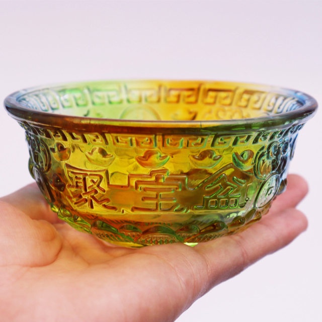 Feng Shui Crystal Cornucopia Home Decor Treasure Bowl Wealth Glass Candlestick Jewelry Storage