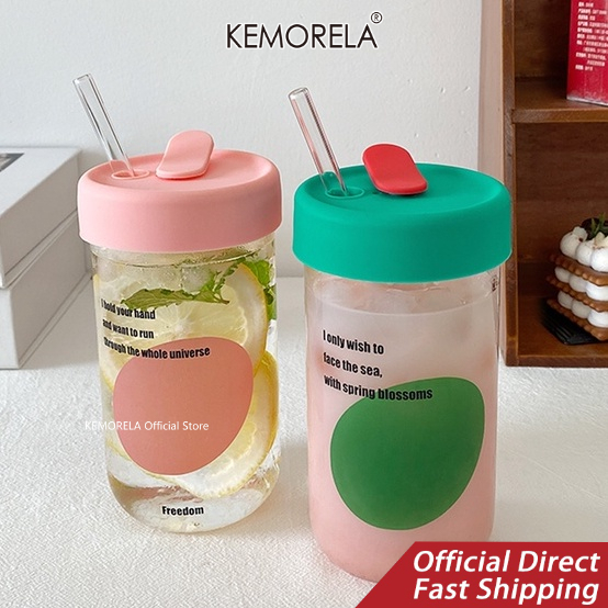 KEMORELA Glass summer drink cold drink bubble cup candy-colored ins ...
