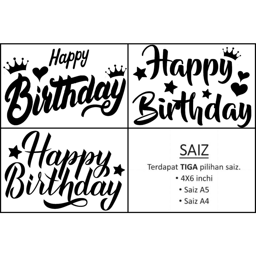 Sticker Happy Birthday 4x6 Inch For 10 Inch Balloon Size A5 Size A4 Shopee Malaysia 9672