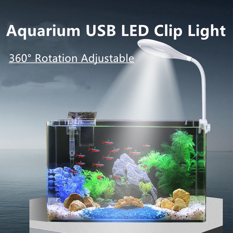 AQUARZOO Clip USB Aquarium LED Light Mini Desktop Lamp Light