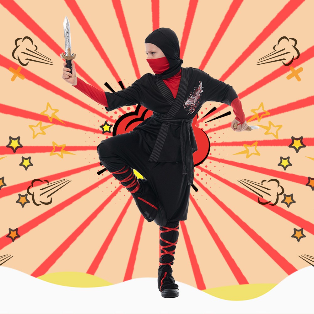 Crazy Party Halloween Children Cartoon Ninja Costumes Boys Cross