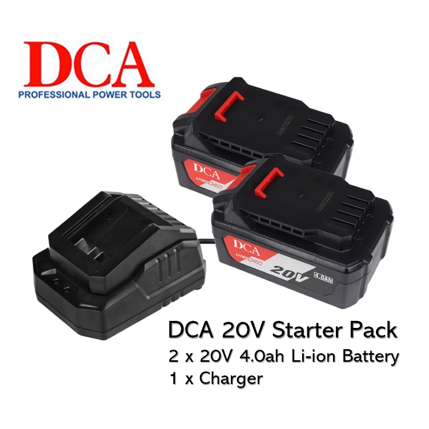 DCA 20V Starter Pack With 2 x 20V 4.0ah Battery & Charger For DCA 20V ...