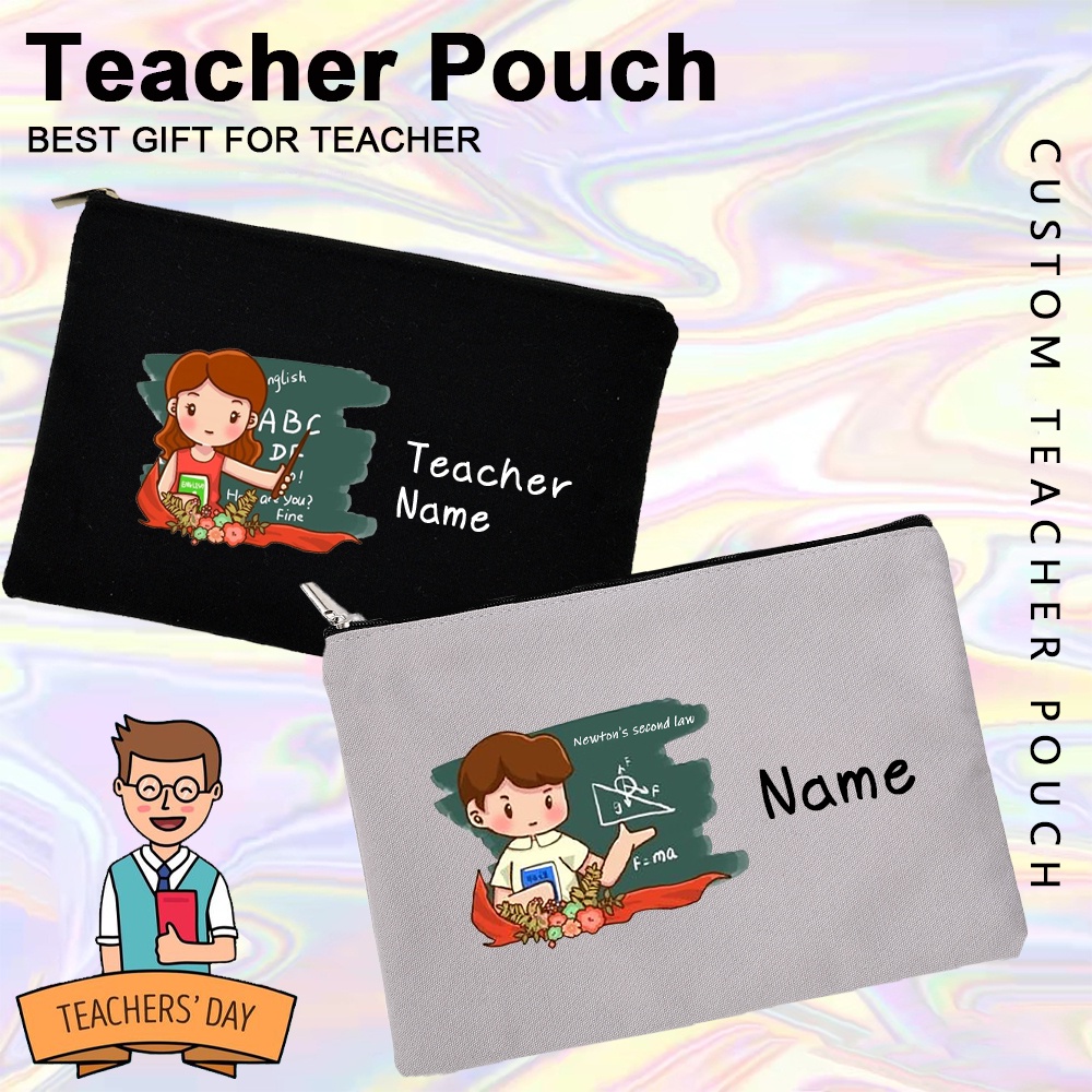 Subject Teacher Add Name Custom Pencil Case Canvas Pouch Organizer ...