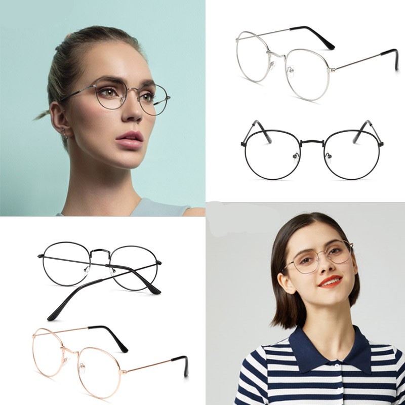 Gold Frame Glasses Spectacle Frame Clear Lens Women Eyewear Round Glasses Women Men Fashion Accessories