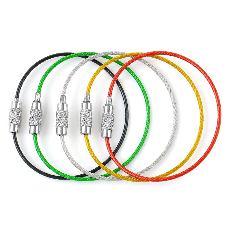 5X 150*1.5mm(6'') Colorful edc wire steel key loop outdoor camp luggage ...