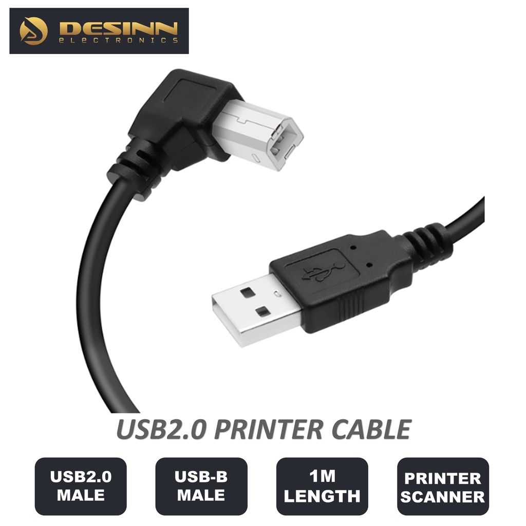 USB Printer Cable 90 Degree USB 2.0 A Male to B Male Printer Scanner