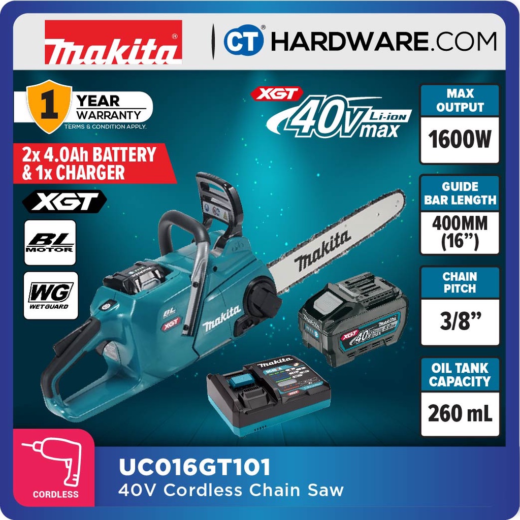 MAKITA UC016GT101 UC016GZ CORDLESS CHAIN SAW 40V 400 mm 16