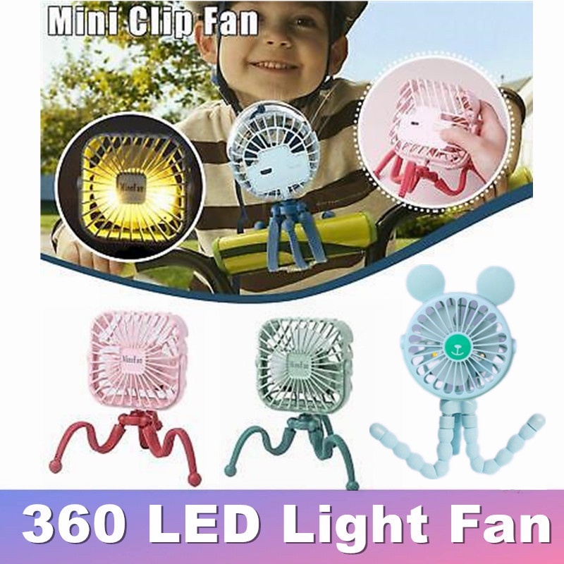 Ready Stock - 360 LED Light Rechargeable USB Fan Portable Hand Mini ...
