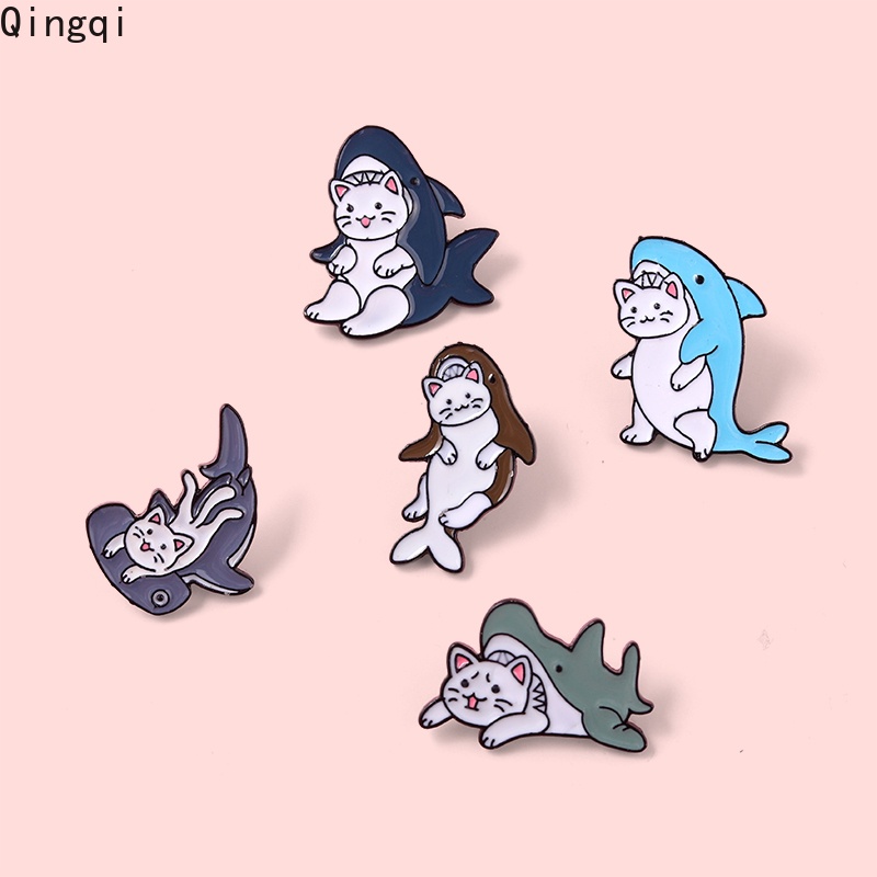 Cat and Fish Enamel Pin Beluga Whale Brooches Humpback Whale Metal ...