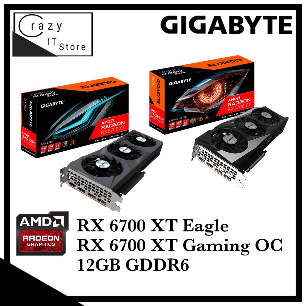 GIGABYTE Radeon RX 6700 XT GAMING OC 12G Graphics Card, WINDFORCE 3X  Cooling System, 12GB 192-bit GDDR6, GV-R67XTGAMING OC-12GD Video Card 