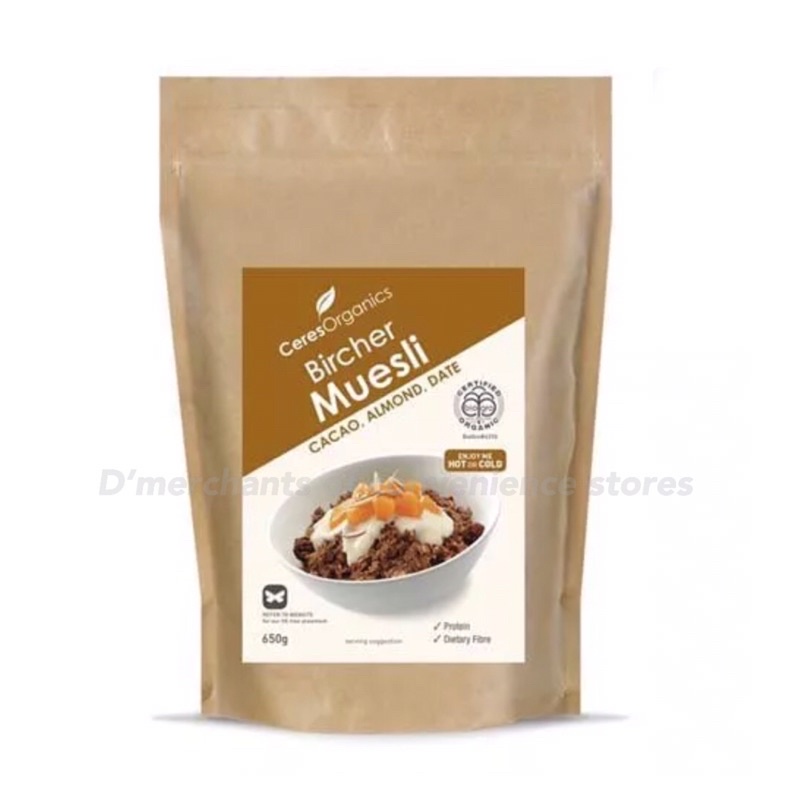 Ceres Organics New Zealand Bircher Muesli Muesli Cacao Almond Date
