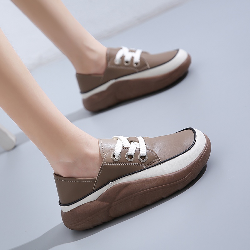 Ladies Flat Shoes Microfiber Leather Korean Style Fashion Breathable