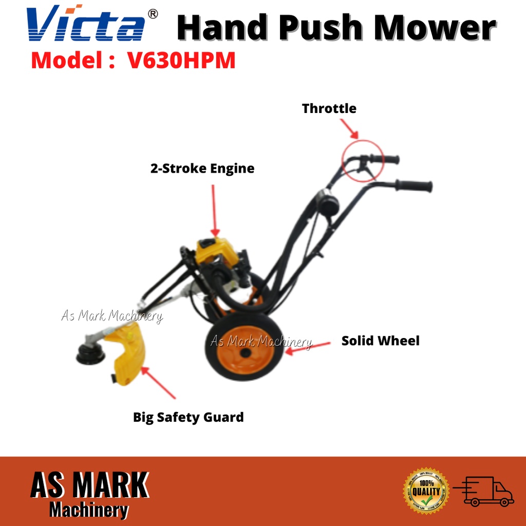 Victa V630HPM Hand Push Lawn Mower Wheel Brush Cutter Mesin Rumput 63
