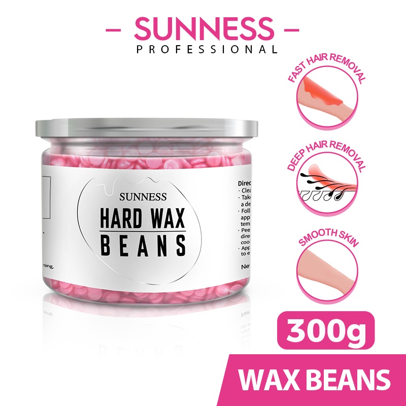 SUNNESS 300g Hard Wax Beans Painless Hair Removal, Hot Hard Wax Beads