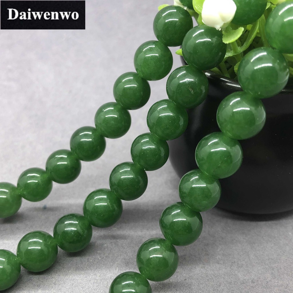 Deep Green Chalcedony Beads Stone Round 4-14mm Gemstone Loose Spacer DIY  Jewelry
