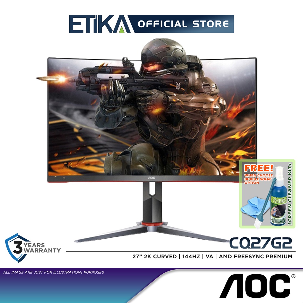 AOC CQ27G2 27" VA QHD 2K 144Hz FreeSync Premium Curved Gaming Monitor
