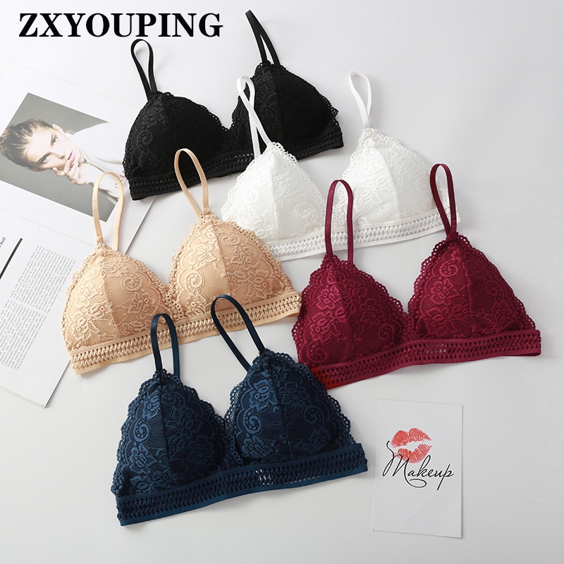 Sexy V-Shape Women Triangle Bra Ultra Thin Seamless Lace Bralette Non-wired  Underwear Soft Breathable Ladies Lingerie Embroidery Summer