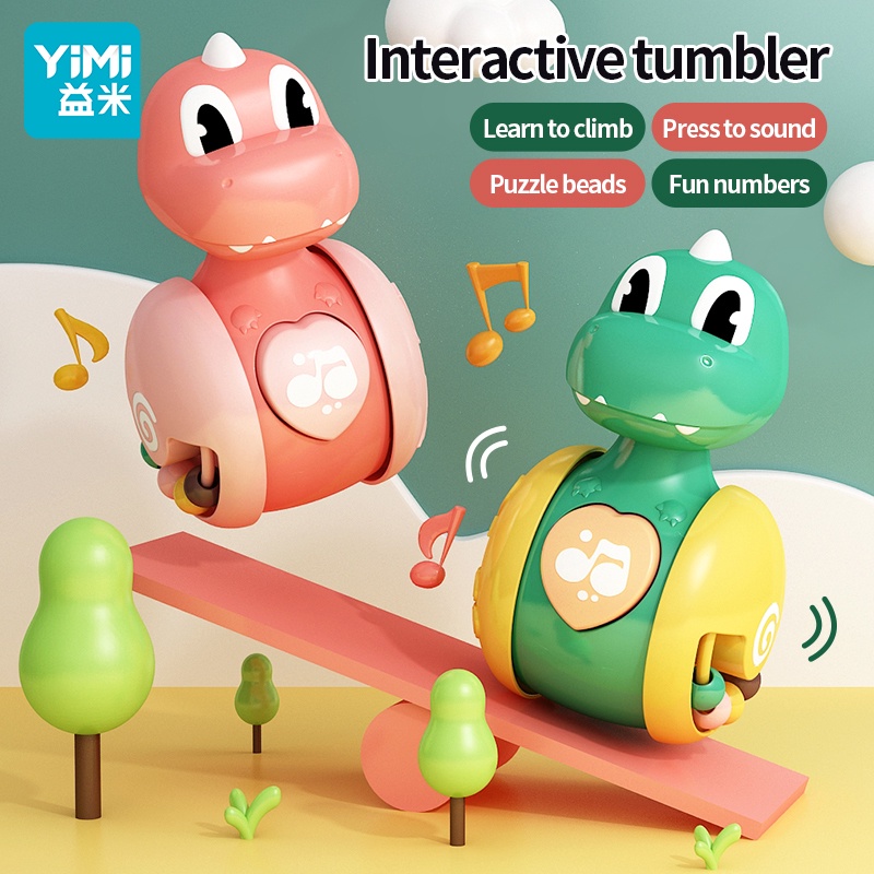 Yimi Cartoon Tumbler Doll Dinosaur Hand Stick Bells Toys | Shopee Malaysia