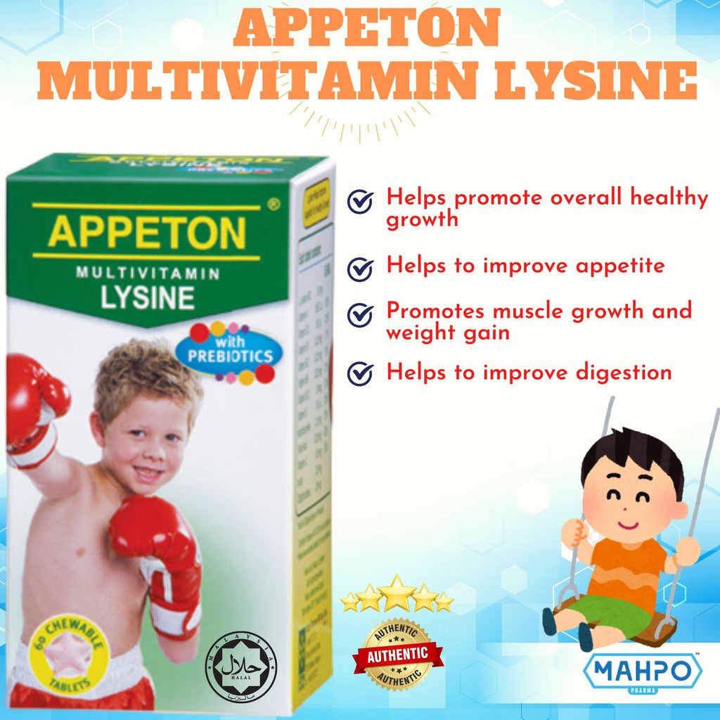 APPETON MULTIVITAMIN LYSINE WITH PREBIOTIC 60 Tablets Tablets PGMall