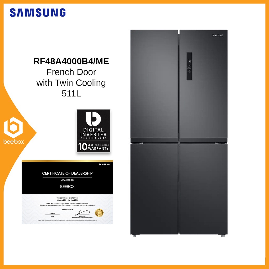 Samsung RF48A4000B4/ME French Door with Twin Cooling, 511L Digital