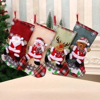 Christmas Sock Bag Gift Candy Bag, Santa Snowman Elk Home Socks Christmas Tree Decoration Pendant