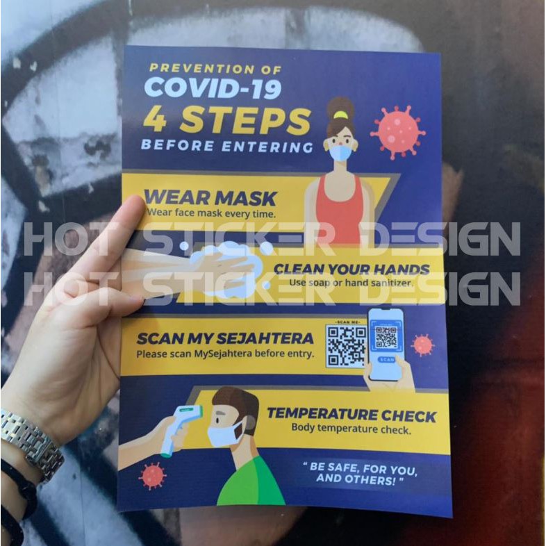 SOP Sticker_A4 Size_wear mask/ temperature check/ scan my sejahtera ...