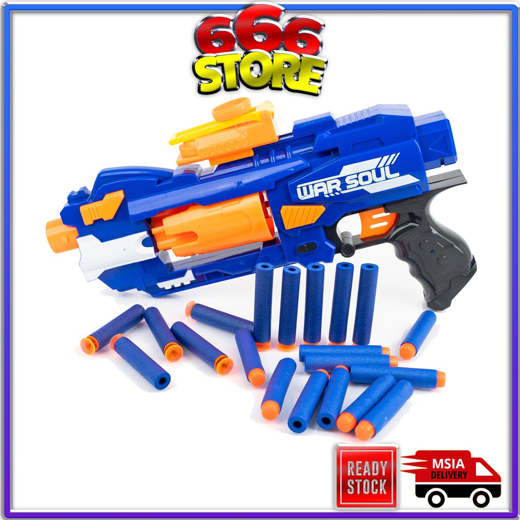 [Ready Stock] Toy Gun Soft Bullet Gun Auto Nert Strike Blaster [666 ...