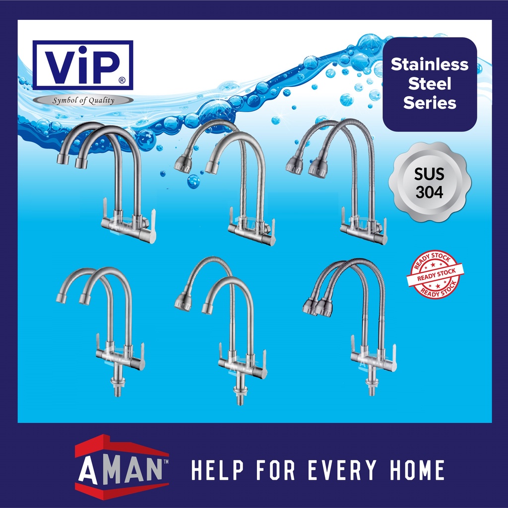VIP SUS304 Stainless Steel Pillar Tap Water Tap Faucet For Bathroom