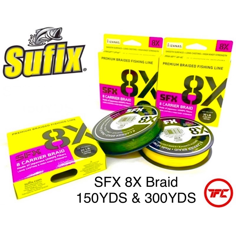 New SUFIX SFX 8X 150YDS 300YDS Carrier Braid Fishing Line Braided