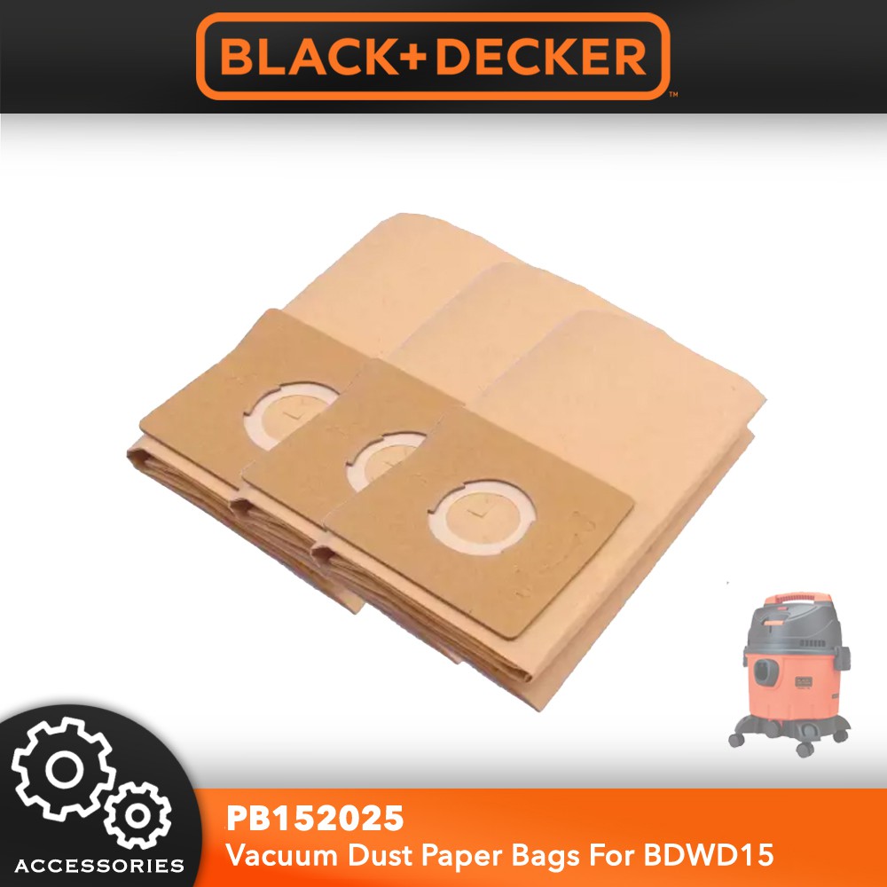 BLACK + DECKER PB152025 Paper Dust Bag 3 Pcs For Model BDWD15 Vacuum Cleaner  Blower