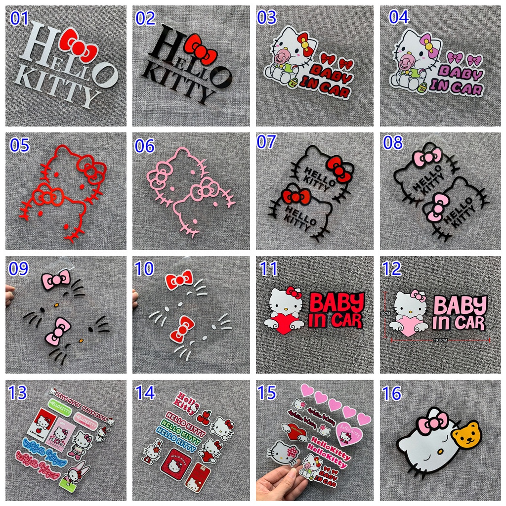 Hello Kitty Baby in Car Cute Cartoon Reflect Vinyl Sticker Car Body ...