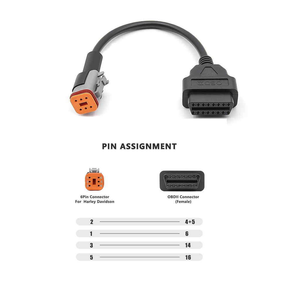 4Pin To OBD2 Diagnostic Adapter Cable For Harley Davidson – 16Pin To 4Pin, 32cm
