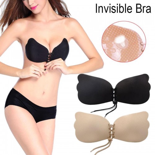 Ready stock 🇲🇾Malaysia Ready Stock Invisible bra Strapless Butterfly Nu  Bra Silicone Push-Up A,B,C,D Cup non-wired bra