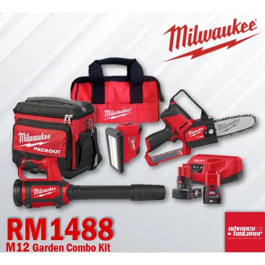 Milwaukee M12 Garden Combo Kit RM1488 FHS 0 Pruning Saw BLL 0 Blower PAL Flood Light 48 22 8302 Jobsite Cooler Shopee Malaysia