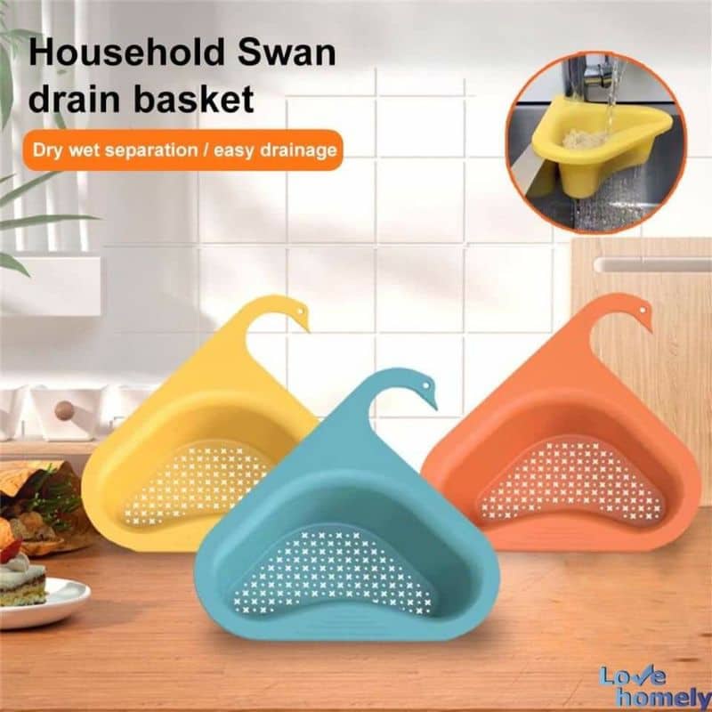 (Satisfy)Swan Drain Basket Drain Basket For Kitchen Sink Swan Sink
