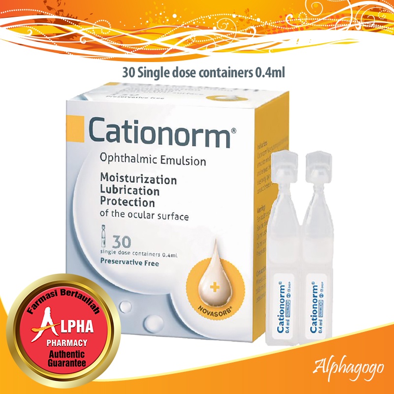 Cationorm Eye Drop Ophthalmic Emulsion (Preservative Free) 30 vials x 0