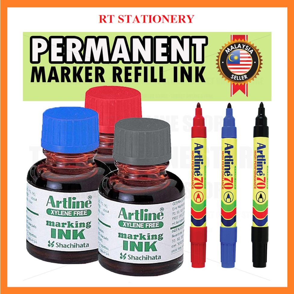 Artline 20ml Permanent Marker Refill Ink / Marking Ink Refill Shopee