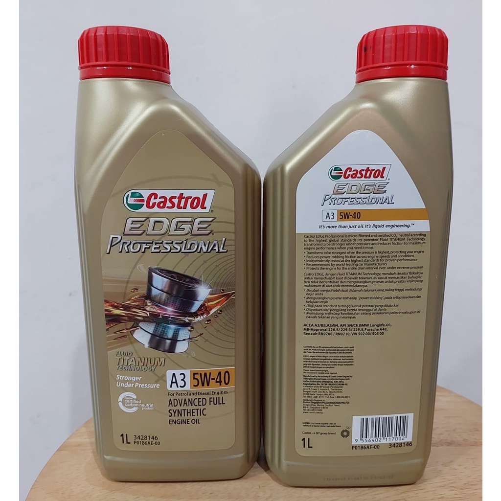 CASTROL Edge Professional Fully Synthetic A3 5W40 1 LITER (1 BOTTLE ...