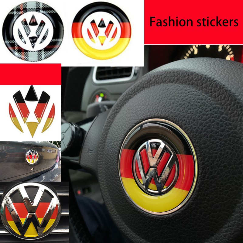 (Spot) Car Steering Wheel Sticker German Flag Label Volkswagen Emblem ...