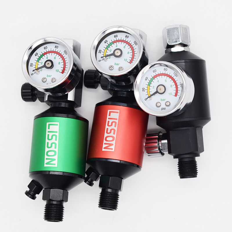 1/4 Spray Pneumatic Gun Set, Mini Air Pressure Regulator with In-Line