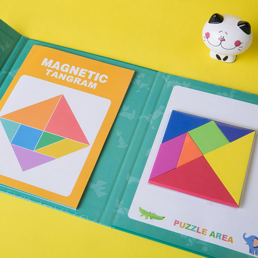 3d Wooden Magnetic Tangram Puzzle Book-Children's Attractive Learning ...