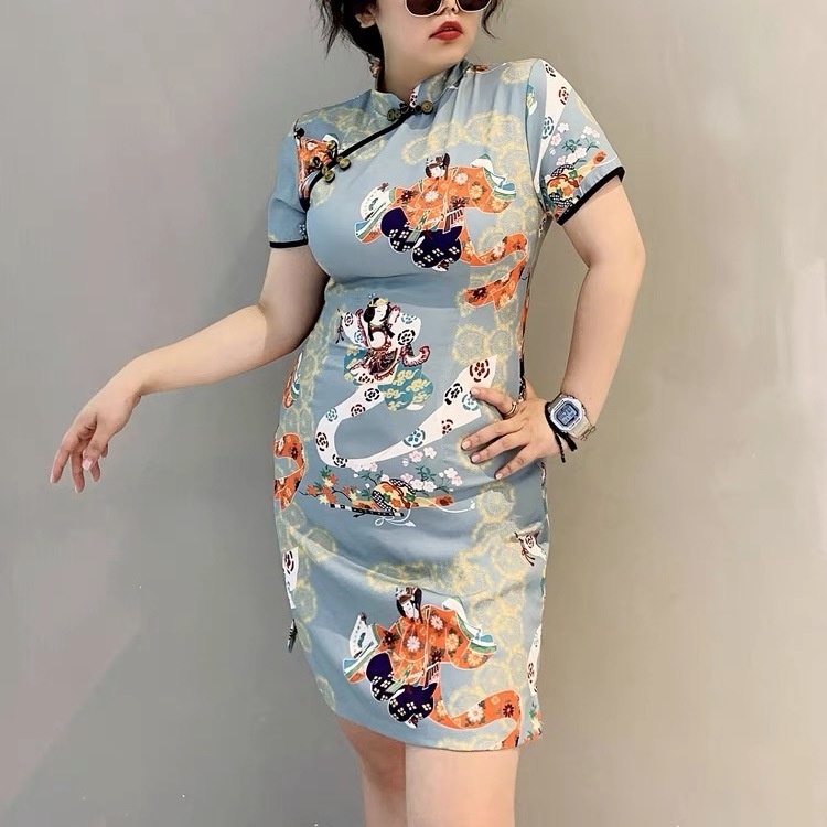 🍊[Ready stock ] 🍊 大码连衣裙大码女装减龄连衣裙2023新款国潮