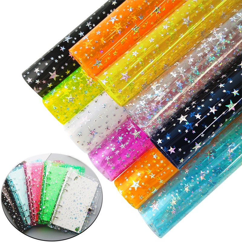 Clear Transparent PVC Holographic Magic DIY Crafts Multicolor Fabric Vinyl  Film