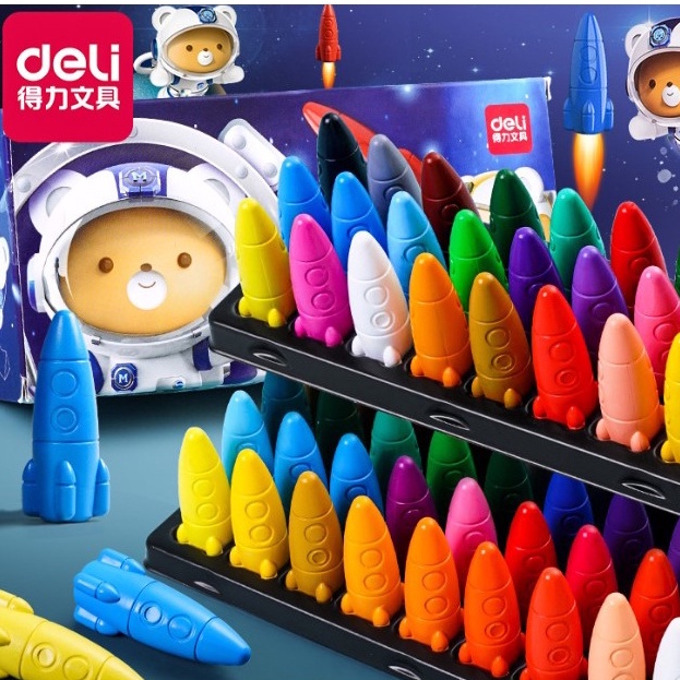 (READY STOCK) Washable Rocket Crayon in 12/24 Non-Toxic Safety Crayon ...