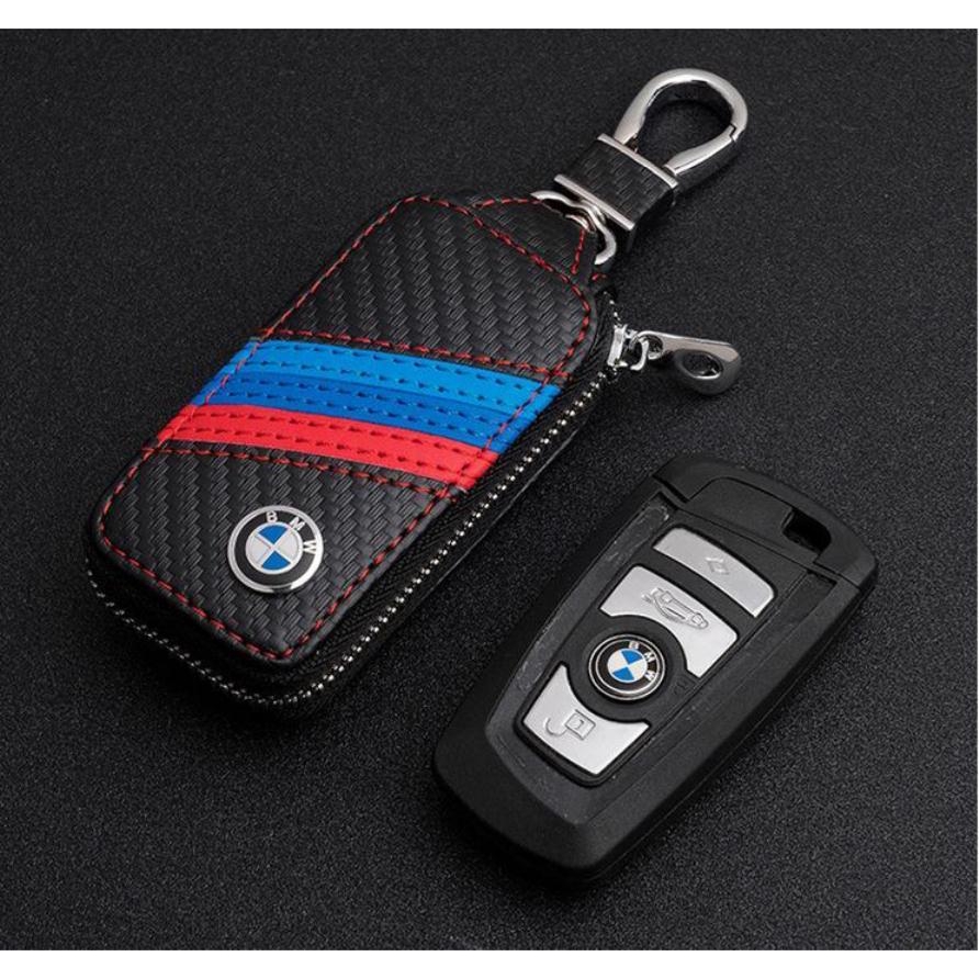 Carbon Fiber Embossed Leather Car Key Case For BMW X1X3X4X5X6 E60 E90 ...