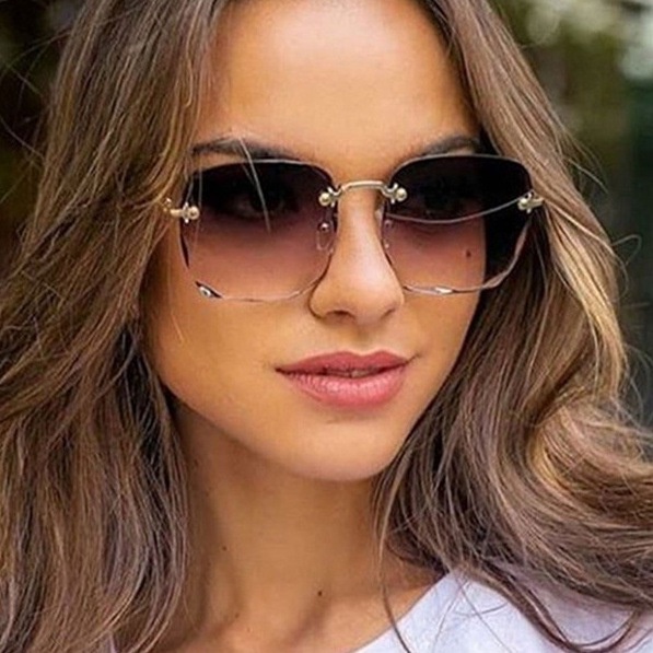 New Trend Gradient Sunglasses Frameless Cut Womens Sunglasses Korean Version Uv Protection 9985