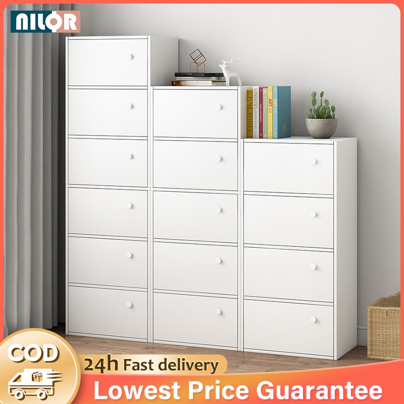 NR- 5 Tier Storage Cabinet With Door Bookcase Bookshelf Wooden File ...