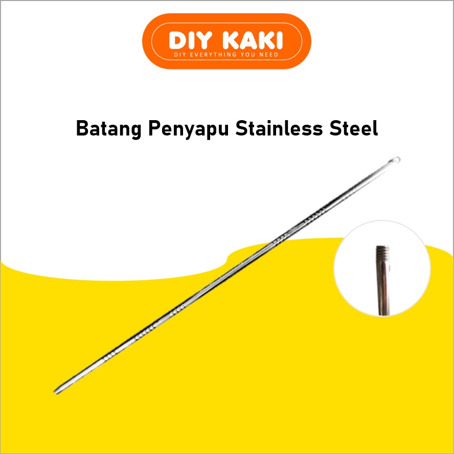 [120cm] Stainless Steel Broom Handle Broom Stick Screw Thread 4 Kaki