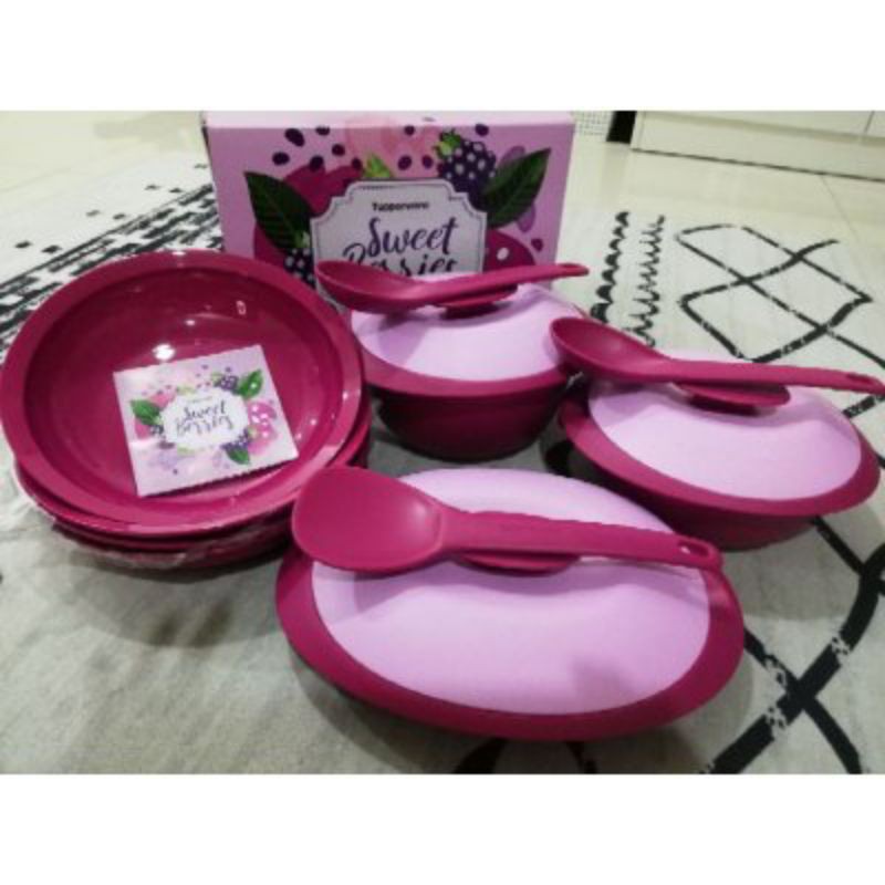 Tupperware Sweet Berries Petite Serving Set + 4 Plate | Shopee Malaysia